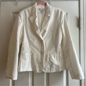 Spiegel Size 10 White Cotton Blend Casual Women’s Jacket With Front Pockets